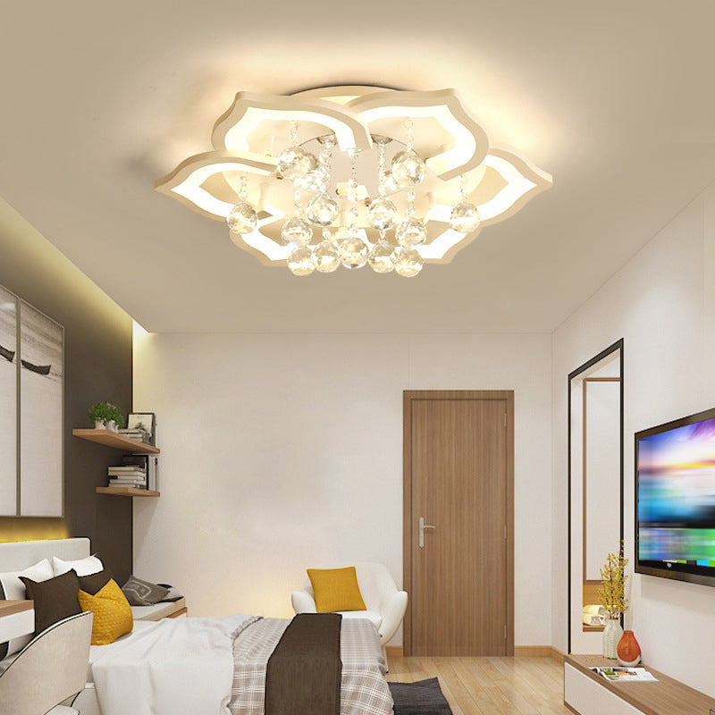 Flower Shape LED Crystal Ceiling Lamp Modern Acrylic Flush Mount for Living Room
