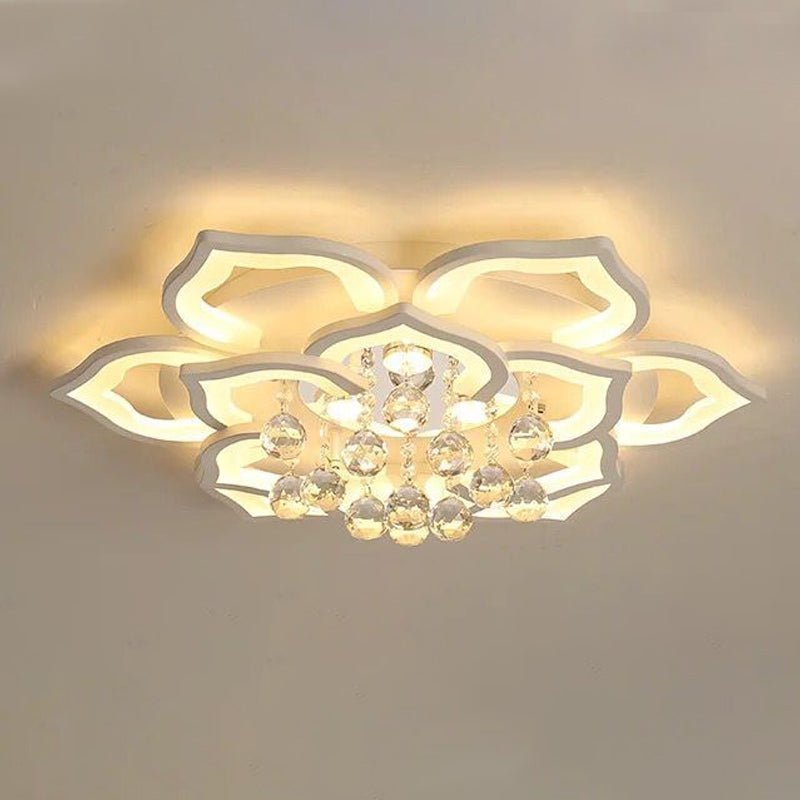 Flower Shape LED Crystal Ceiling Lamp Modern Acrylic Flush Mount for Living Room