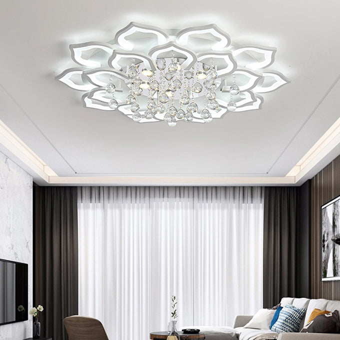 Flower Shape LED Crystal Ceiling Lamp Modern Acrylic Flush Mount for Living Room