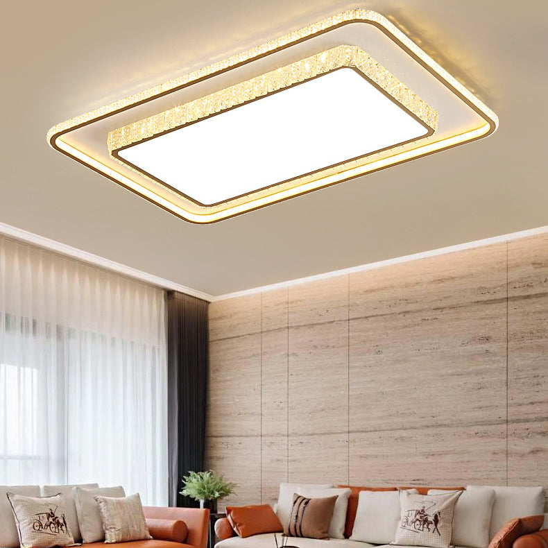 Geometry Shape Crystal Ceiling Lamp Modern Acrylic 2 Lights Flush Mount for Living Room
