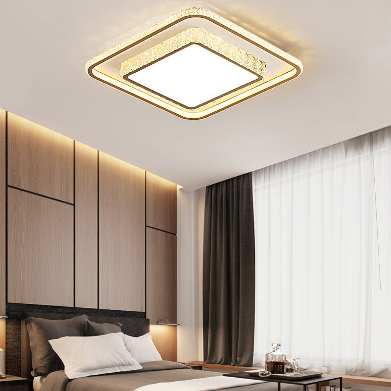 Geometry Shape Crystal Ceiling Lamp Modern Acrylic 2 Lights Flush Mount for Living Room