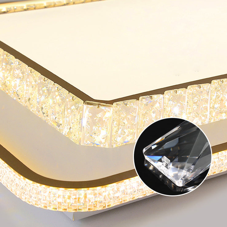 Geometry Shape Crystal Ceiling Lamp Modern Acrylic 2 Lights Flush Mount for Living Room