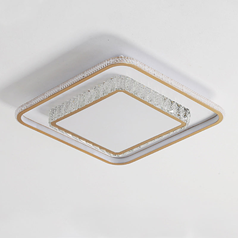 Geometry Shape Crystal Ceiling Lamp Modern Acrylic 2 Lights Flush Mount for Living Room