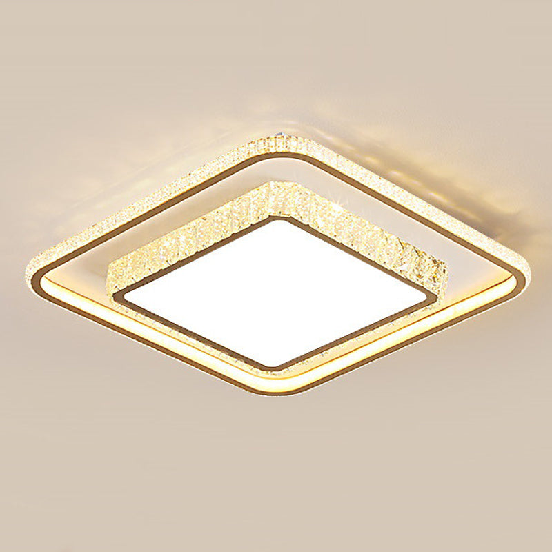 Geometry Shape Crystal Ceiling Lamp Modern Acrylic 2 Lights Flush Mount for Living Room