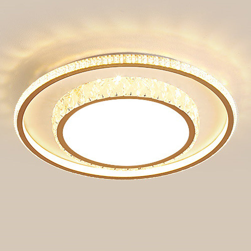 Geometry Shape Crystal Ceiling Lamp Modern Acrylic 2 Lights Flush Mount for Living Room