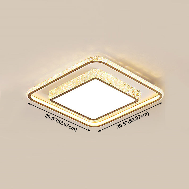 Geometry Shape Crystal Ceiling Lamp Modern Acrylic 2 Lights Flush Mount for Living Room