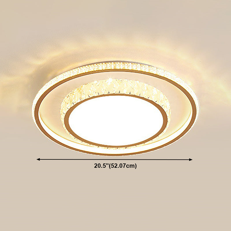 Geometry Shape Crystal Ceiling Lamp Modern Acrylic 2 Lights Flush Mount for Living Room