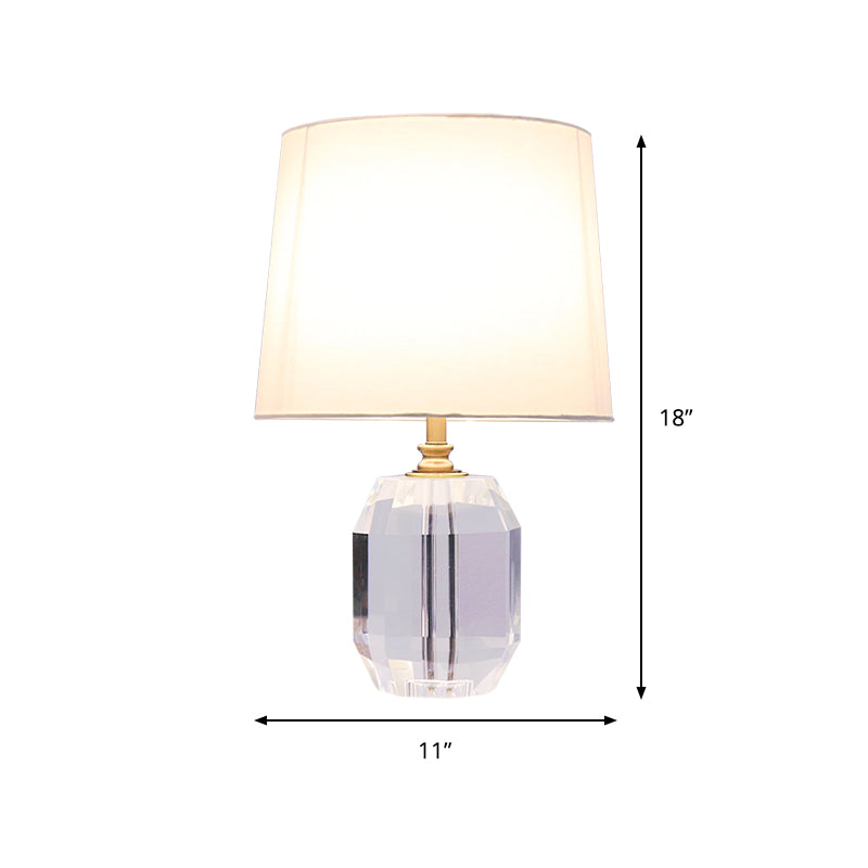 Minimalist Tapered Night Table Lighting Hand-Cut Crystal 1-Head Living Room Nightstand Light in White, 18"/21" Long