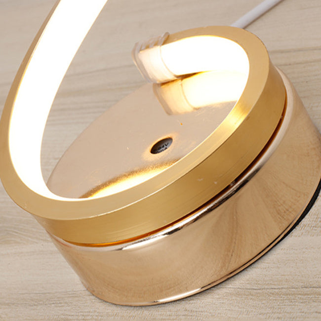 Linear 1 Light Table Lamp Contemporary Metal Nightstand Lamps for Bedroom
