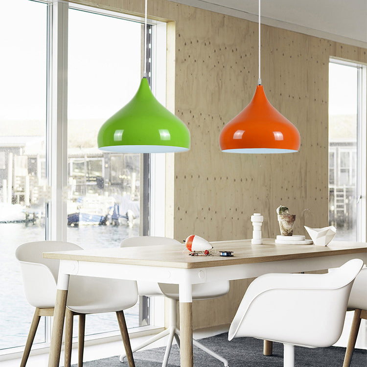 Lacquered Aluminium Indoor Pendant Light in Modern Creative Style Tapered Macaron Hanging Lamp