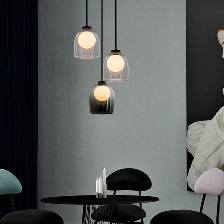 Moderne creatieve geometrische hangende lamp smeedijzeren binnenhanglamp met glazen schaduw