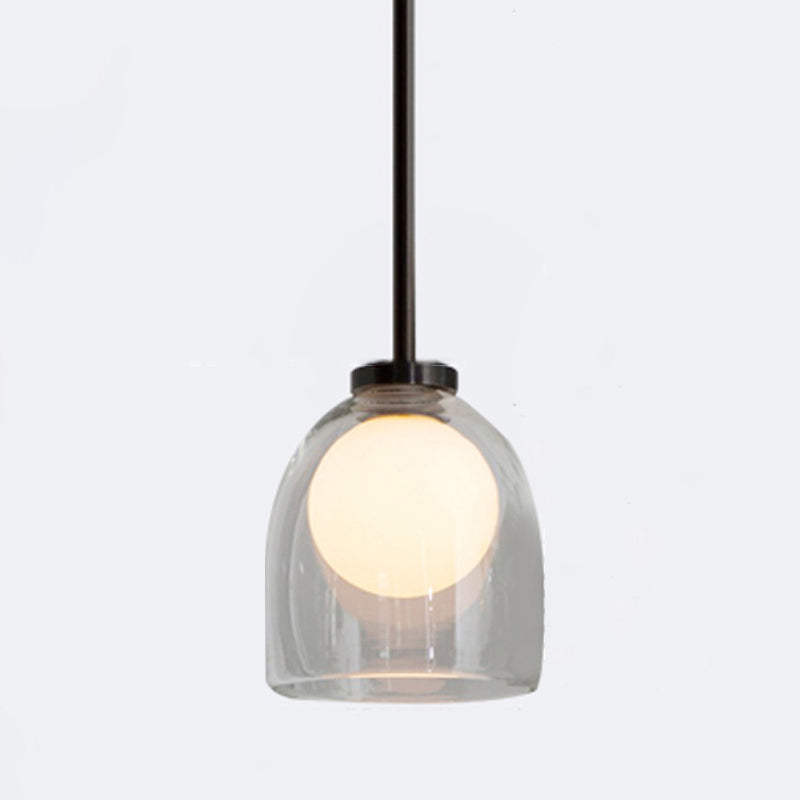 Moderne creatieve geometrische hangende lamp smeedijzeren binnenhanglamp met glazen schaduw