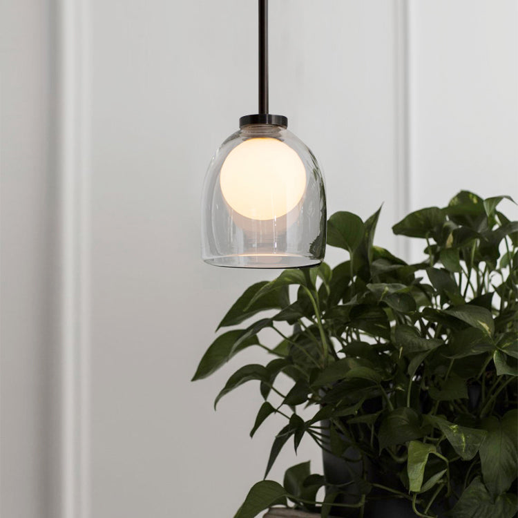 Moderne creatieve geometrische hangende lamp smeedijzeren binnenhanglamp met glazen schaduw