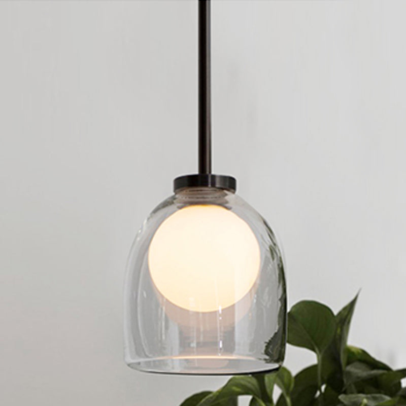 Moderne creatieve geometrische hangende lamp smeedijzeren binnenhanglamp met glazen schaduw