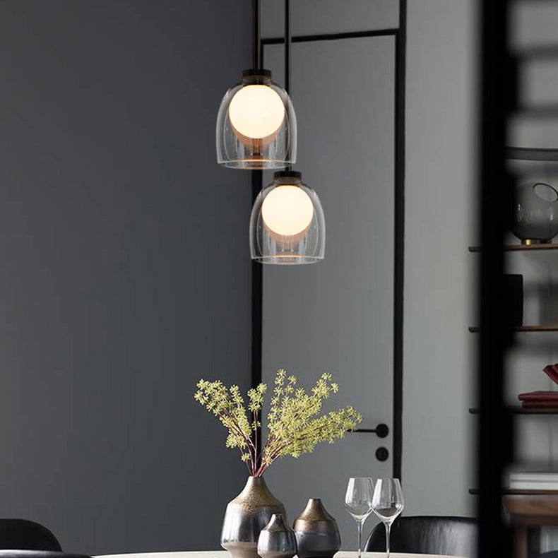 Moderne creatieve geometrische hangende lamp smeedijzeren binnenhanglamp met glazen schaduw