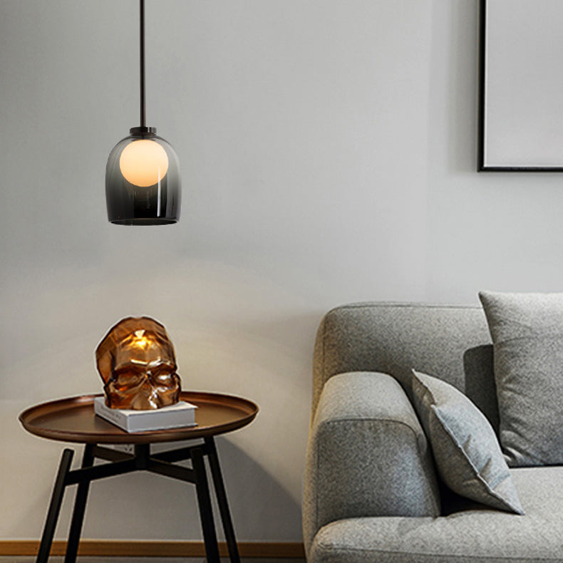 Moderne creatieve geometrische hangende lamp smeedijzeren binnenhanglamp met glazen schaduw