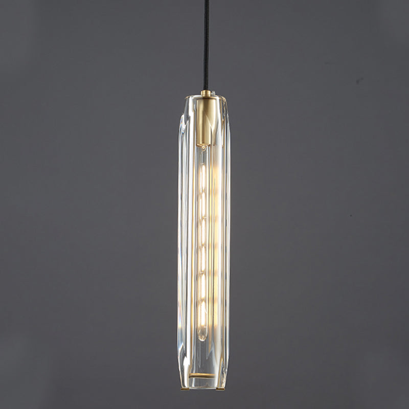Crystal cilindrisch hanger licht in moderne luxe stijl koperen hangende lamp voor slaapkamer