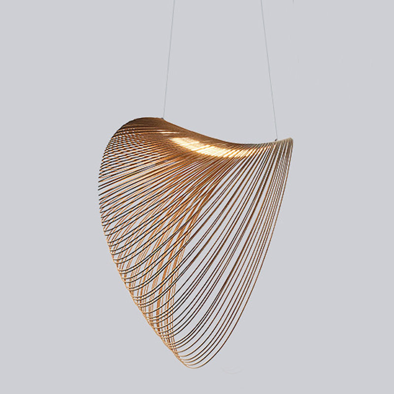 Unique Shade Hanging Lighting Modern Style Solid Wood 1 Light Pendant Lamp for Living Room