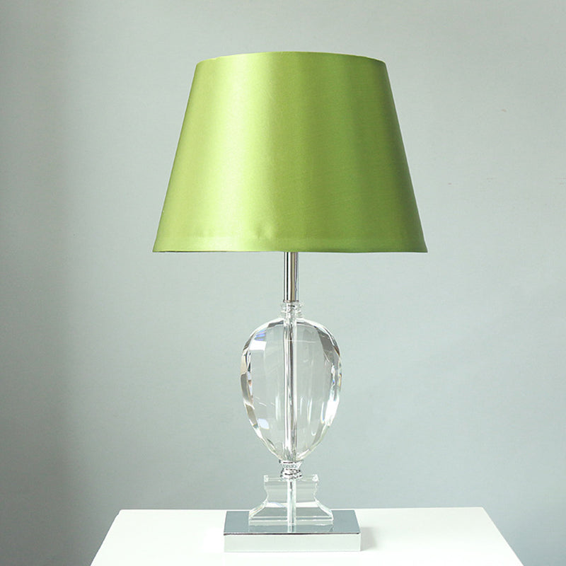 Veilleuse Empire Shade de style moderne, lampe de table à 1 lumière en cristal biseauté pour chambre à coucher, vert