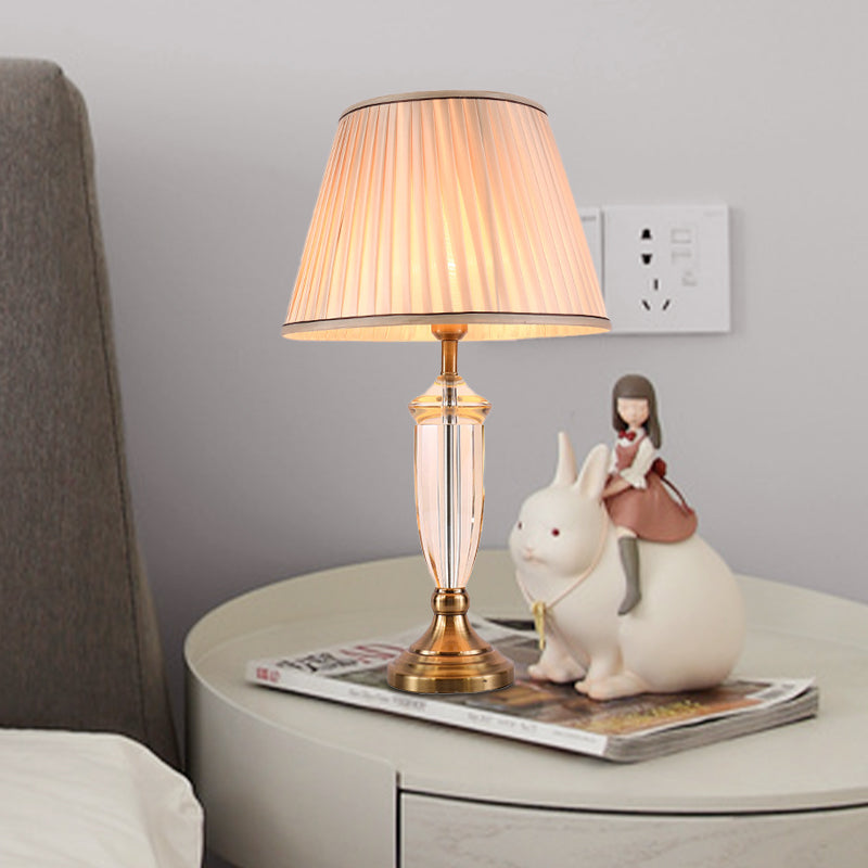 1 Glühbirnen Esszimmer Schreibtisch Licht Modernismus Weiß/Blau -Tischlampe mit konischem Stoff Schatten