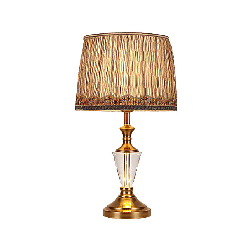 Fass Stoff Schreibtisch hell moderne 1 Kopfbraune Nachttischlampe mit metallischer Basis