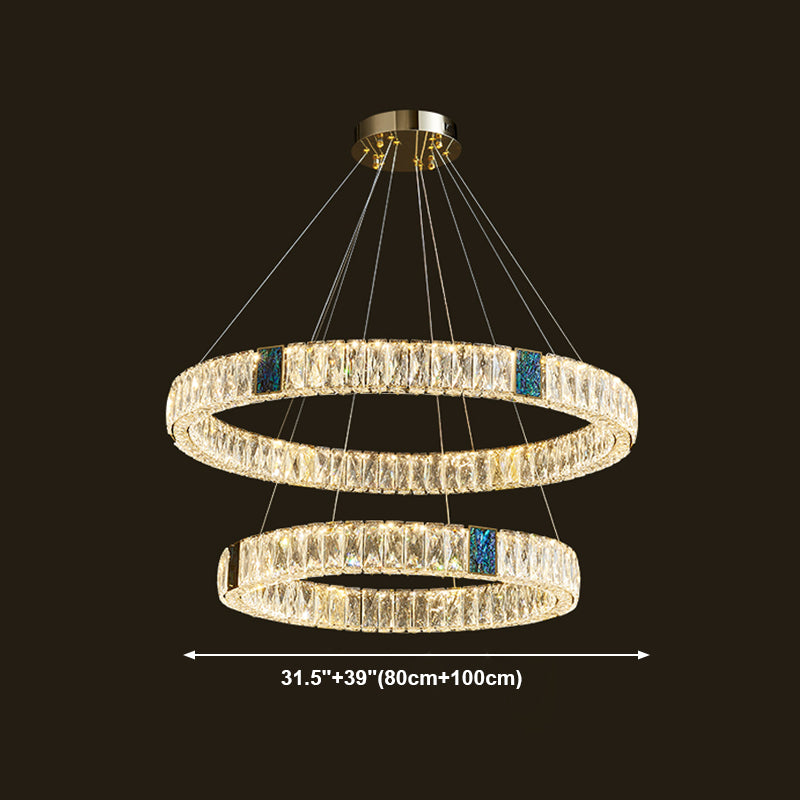 Modern Round Chandelier Light Fixtures Multi-Tier Hanging Pendant Lamps