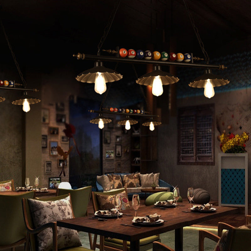 Luces de araña de araña de isla ligera de isla de estilo industrial en negro para restaurante