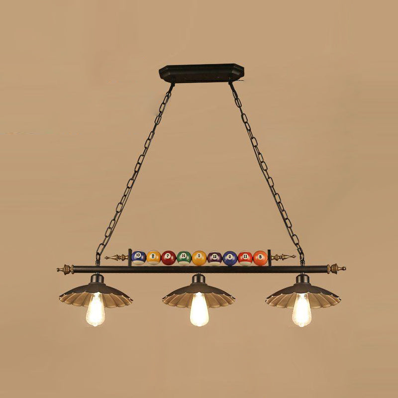 Luces de araña de araña de isla ligera de isla de estilo industrial en negro para restaurante