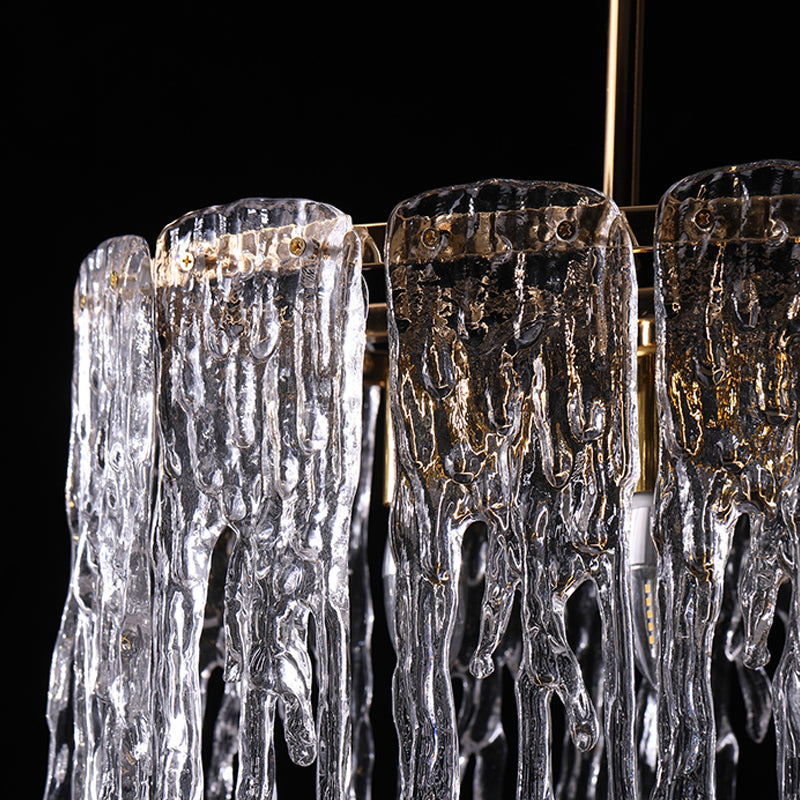 Icicle Shaped Glass Island Chandelier Lights Modern Living Room Hanging Pendant Lights