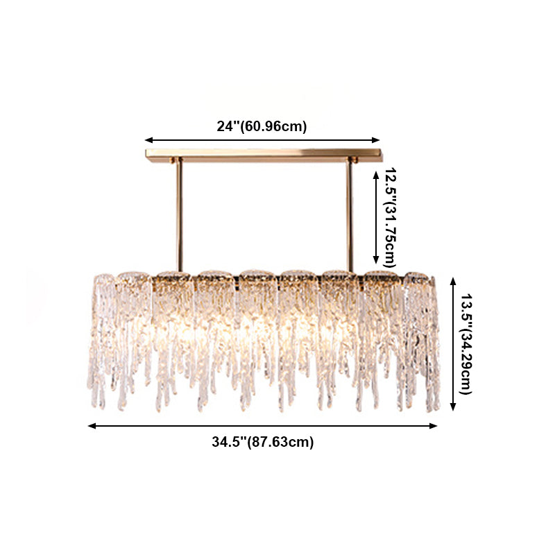 Icicle Shaped Glass Island Chandelier Lights Modern Living Room Hanging Pendant Lights