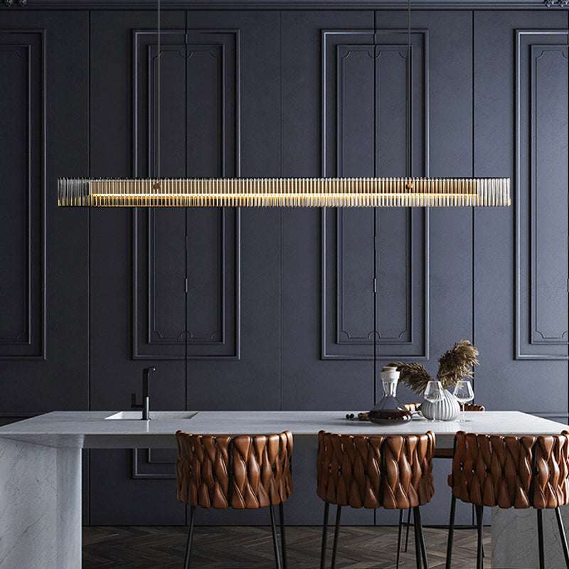 1-Light Island Ceiling Light Modern Style Rectangular Shape Glass Pendant Lighting