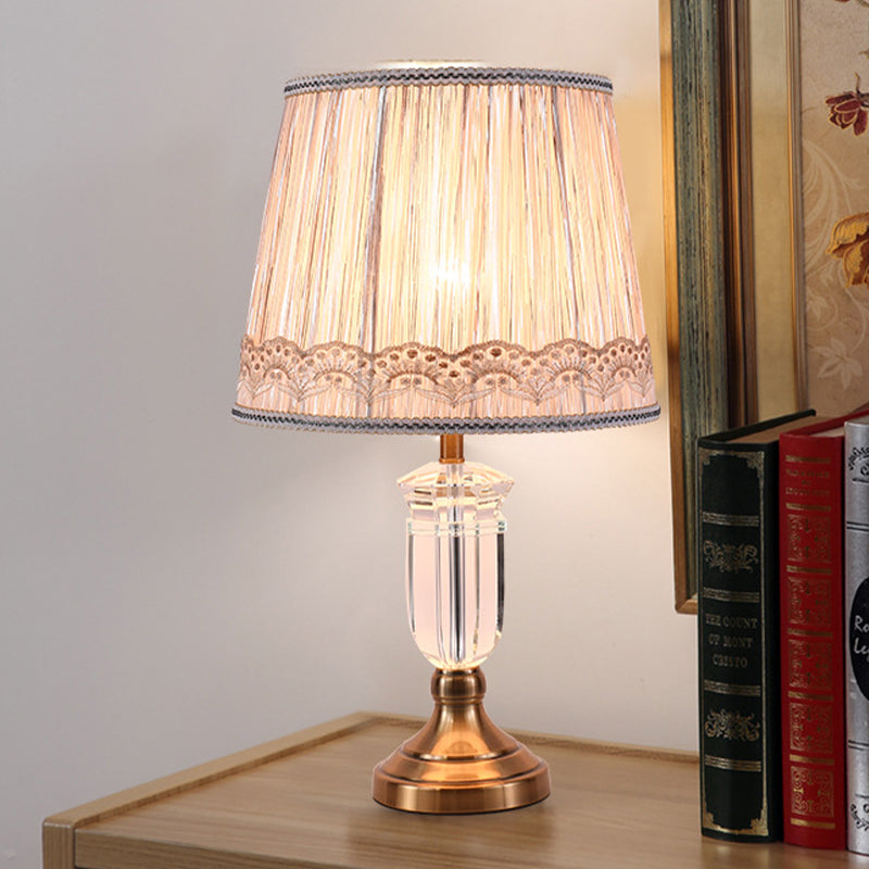 Conical Shade Task Lamp Modernist Fabric 1 Bulb Gold Reading Book Light for Study
