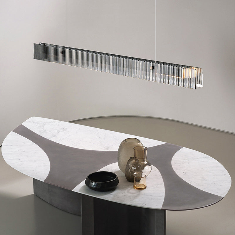 1-leichte Insel Deckenleuchte moderne Stil Rechteckige Form Glasanhänger Beleuchtung