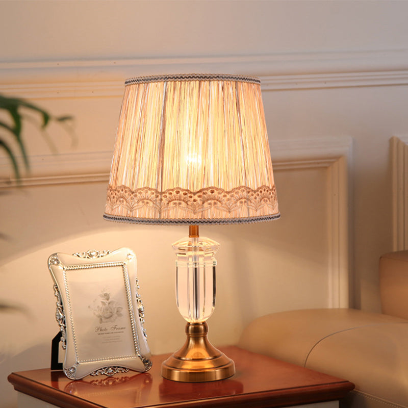 Conical Shade Task Lamp Modernist Fabric 1 Bulb Gold Reading Book Light for Study