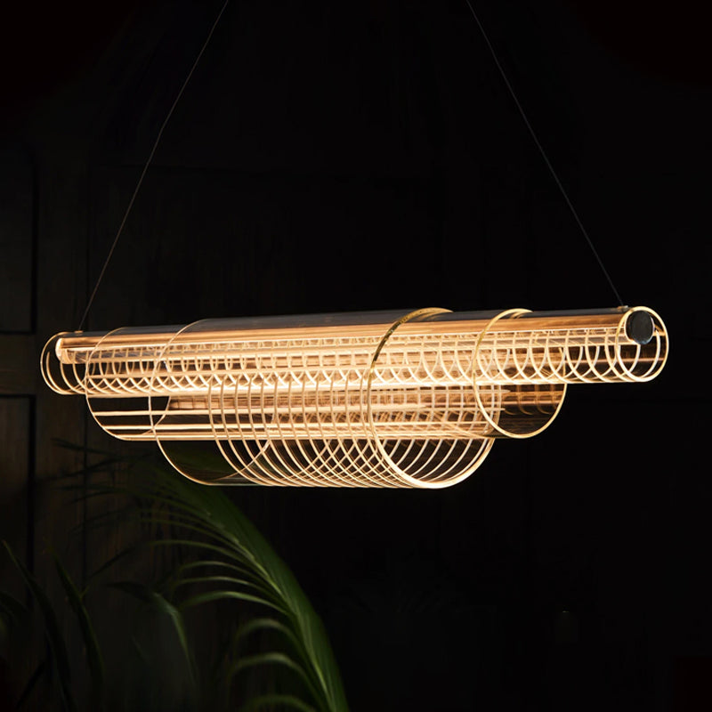 Modern Simple Glass Island Pendant 1 Light Island Light in Gold for Restaurant