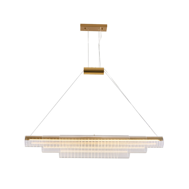 Modern Simple Glass Island Pendant 1 Light Island Light in Gold for Restaurant