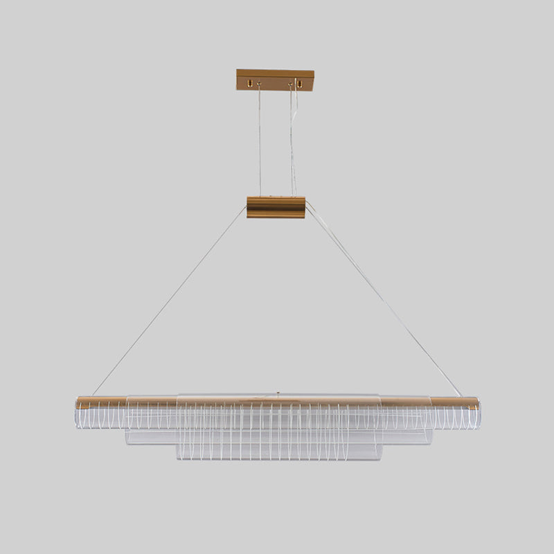 Modern Simple Glass Island Pendant 1 Light Island Light in Gold for Restaurant