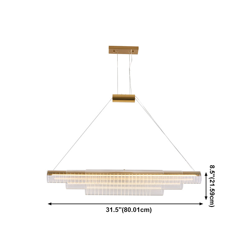 Modern Simple Glass Island Pendant 1 Light Island Light in Gold for Restaurant