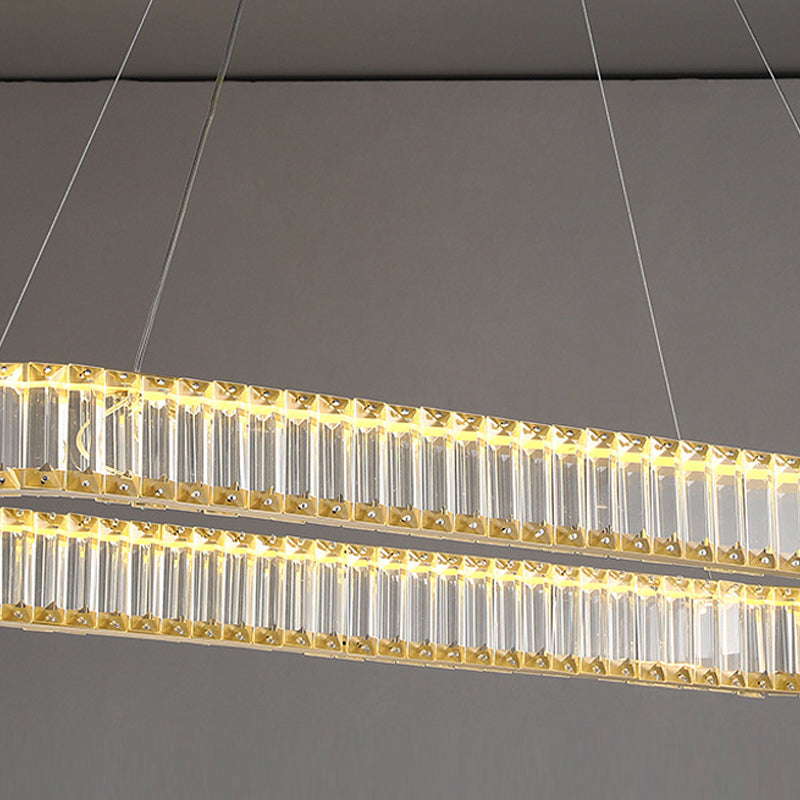 Crystal Oval Island Lighting Contemporary Minimalism LED Living Room Chandelier Lighting