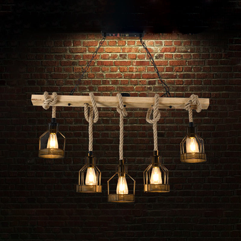 Industrial Style Hemp Rope Pendant Light Retro Hanging Light for Living Room