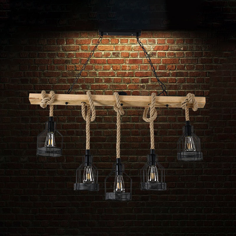 Industrial Style Hemp Rope Pendant Light Retro Hanging Light for Living Room
