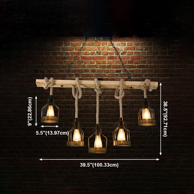 Industrial Style Hemp Rope Pendant Light Retro Hanging Light for Living Room