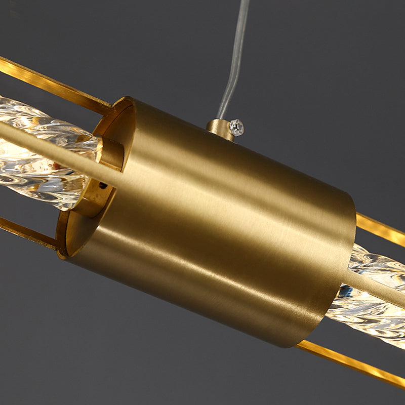 Modern Style Linear Island Pendant Simple 1 Light Crystal Island Light for Restaurant