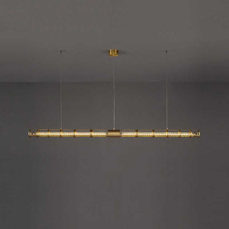 Modern Style Linear Island Pendant Simple 1 Light Crystal Island Light for Restaurant
