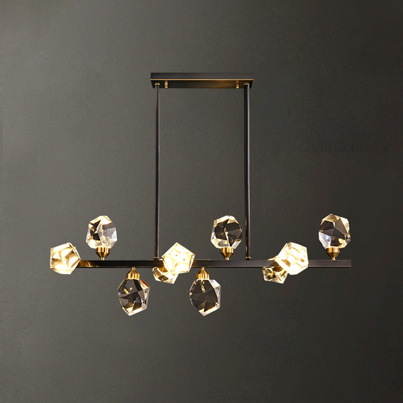 Modern Style Simple Island Pendant Geometric Shade Crystal Island Light for Restaurant