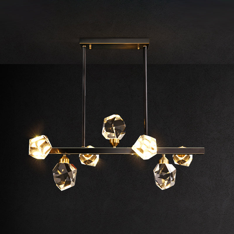 Modern Style Simple Island Pendant Geometric Shade Crystal Island Light for Restaurant