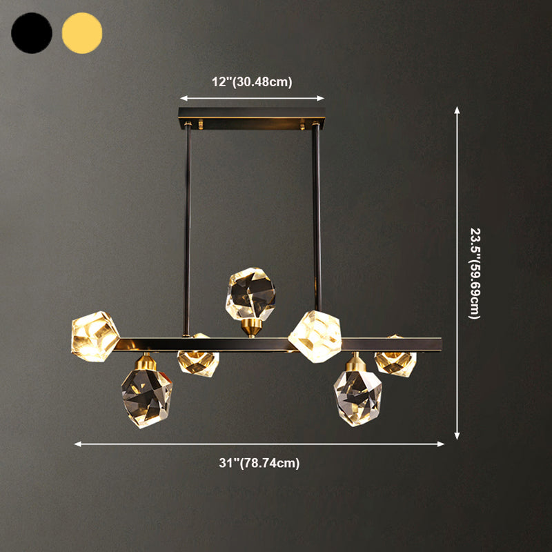 Modern Style Simple Island Pendant Geometric Shade Crystal Island Light for Restaurant