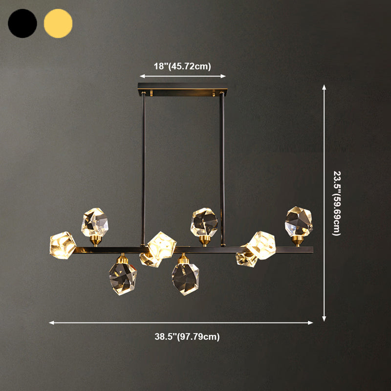 Modern Style Simple Island Pendant Geometric Shade Crystal Island Light for Restaurant