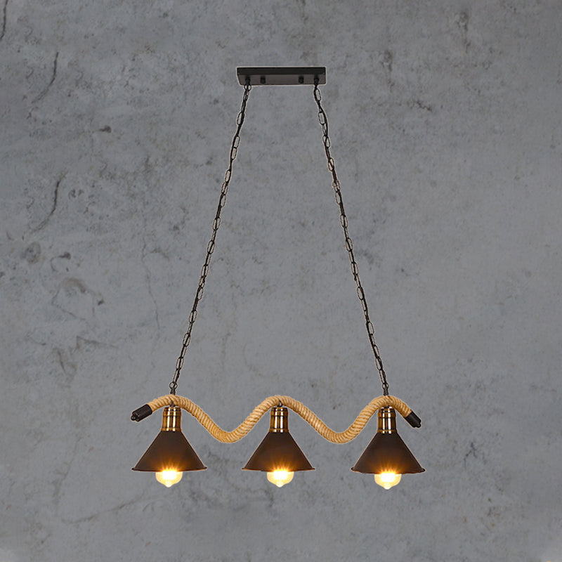 American Industrial Hemp Rope Pendant Light Vintage Hanging Light for Loft Living Room