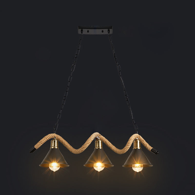 American Industrial Hemp Rope Pendant Light Vintage Hanging Light for Loft Living Room